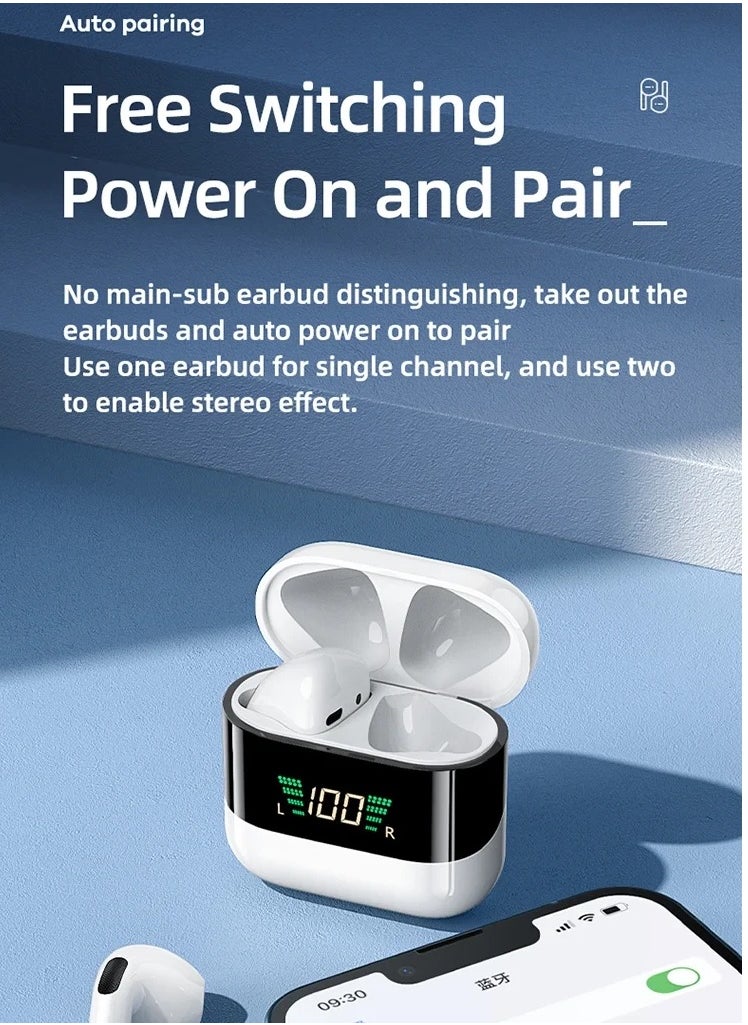 REMAX - TWS-10 Plus Wireless Bluetooth Earbuds with LED Display, 13mm Driver, Auto Pairing, 50h Standby Time, Lightweight Portable Stereo Earphones for Music and Calls - Image 1
