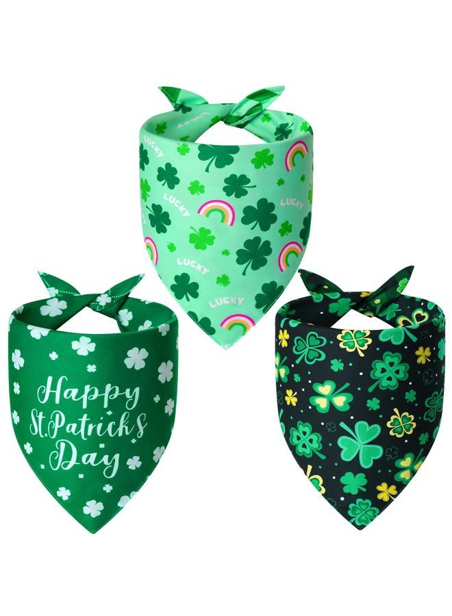 Agroon St. Patrick's Day Dog Bandanas XLarge 3PCS, 6 Pattern Green Scarf for Boy and Girl, Triangle Reversible Bibs Breed for Puppy Pets - Image 1