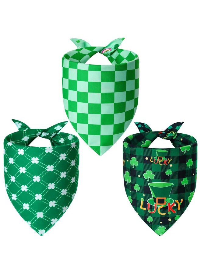 Agroon St. Patrick's Day Dog Bandanas XLarge 3PCS, 6 Pattern Green Scarf for Boy and Girl, Triangle Reversible Bibs Breed for Puppy Pets - Image 2