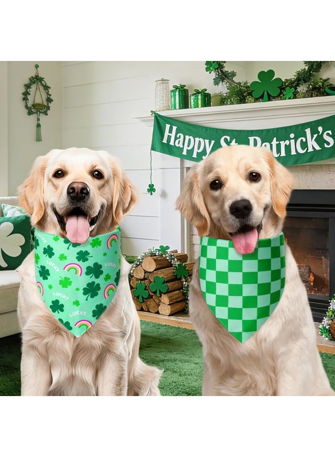 Agroon St. Patrick's Day Dog Bandanas XLarge 3PCS, 6 Pattern Green Scarf for Boy and Girl, Triangle Reversible Bibs Breed for Puppy Pets - Image 5