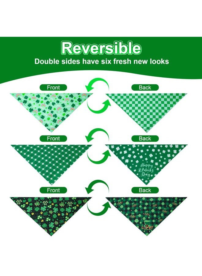 Agroon St. Patrick's Day Dog Bandanas XLarge 3PCS, 6 Pattern Green Scarf for Boy and Girl, Triangle Reversible Bibs Breed for Puppy Pets - Image 4