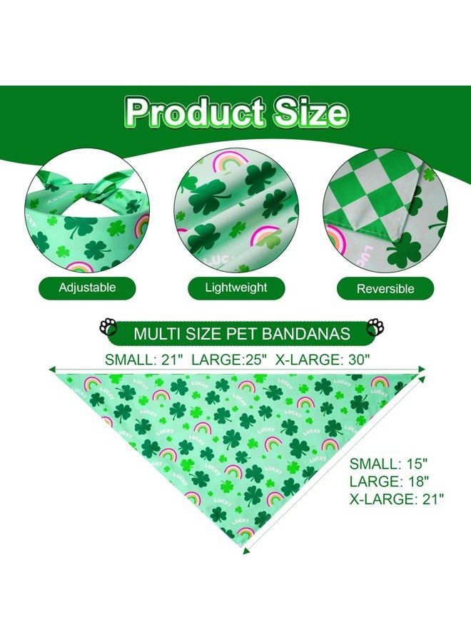 Agroon St. Patrick's Day Dog Bandanas XLarge 3PCS, 6 Pattern Green Scarf for Boy and Girl, Triangle Reversible Bibs Breed for Puppy Pets - Image 3