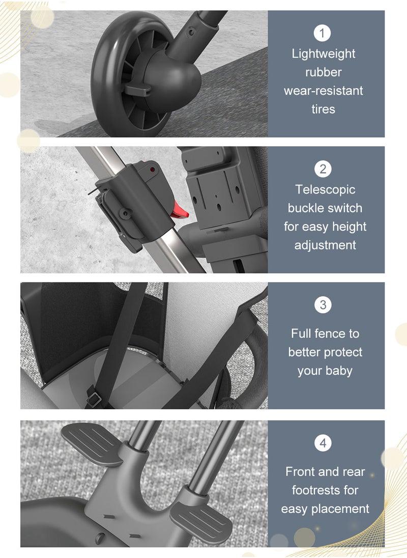 MaBaby Baby Stroller Two-Way Lightweight Strollers Easy Fold Push Chair With Four Wheels  - Image 5