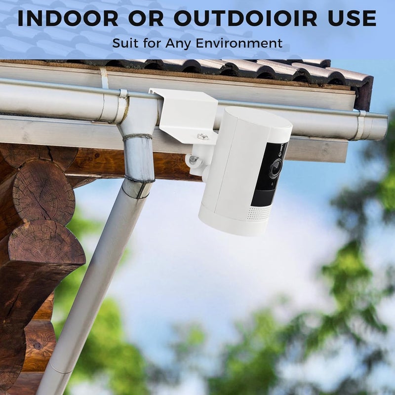 حامل قابل للتعديل للمجاري، مناسب لكاميرات Ring Stick Up Cam/Ring Spotlight Cam/Ring Outdoor Cam Plus، مقاوم للماء ولا يتطلب استخدام مثقاب، مع زاوية رؤية مثالية. - Image 4