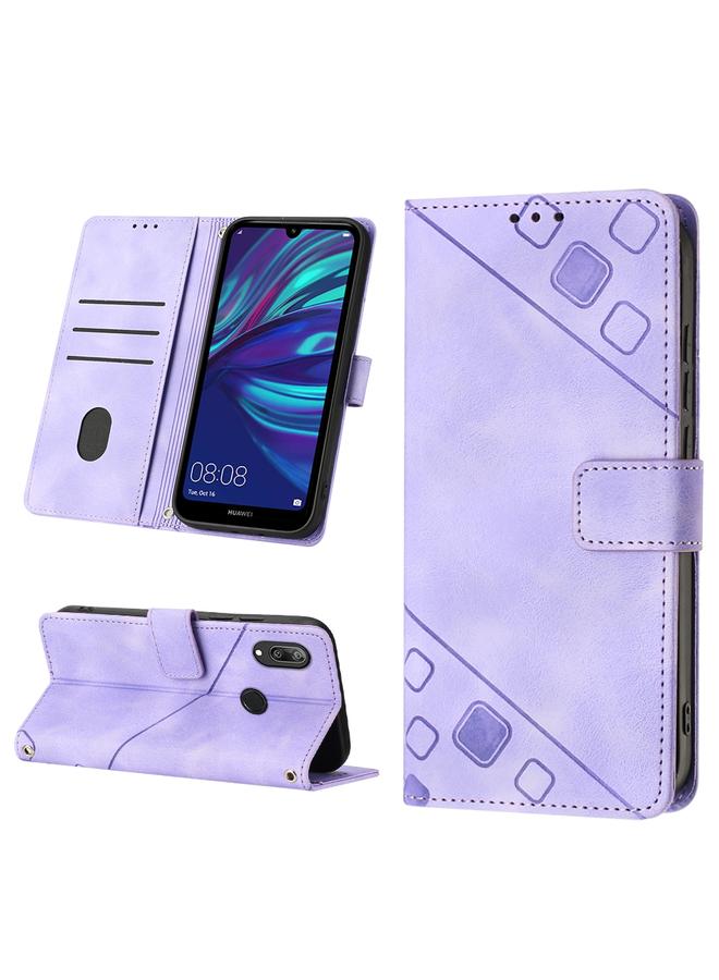 Green Tiger Case For Huawei Y7 2019 / Enjoy 9 Skin-feel Embossed Leather Phone Case - Image 1