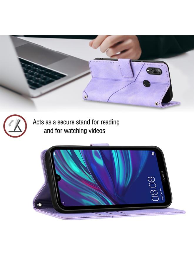 Green Tiger Case For Huawei Y7 2019 / Enjoy 9 Skin-feel Embossed Leather Phone Case - Image 4