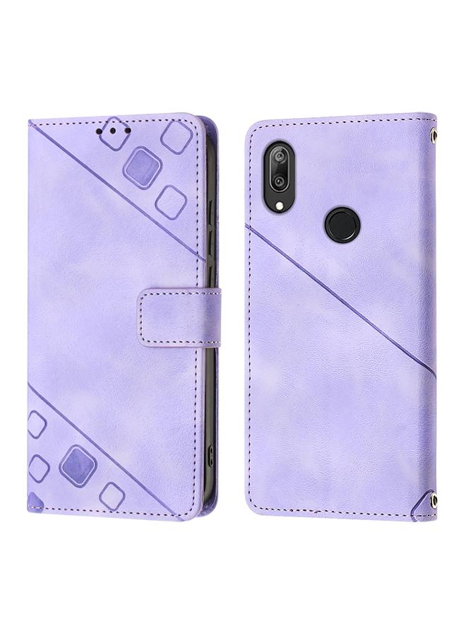 Green Tiger Case For Huawei Y7 2019 / Enjoy 9 Skin-feel Embossed Leather Phone Case - Image 2