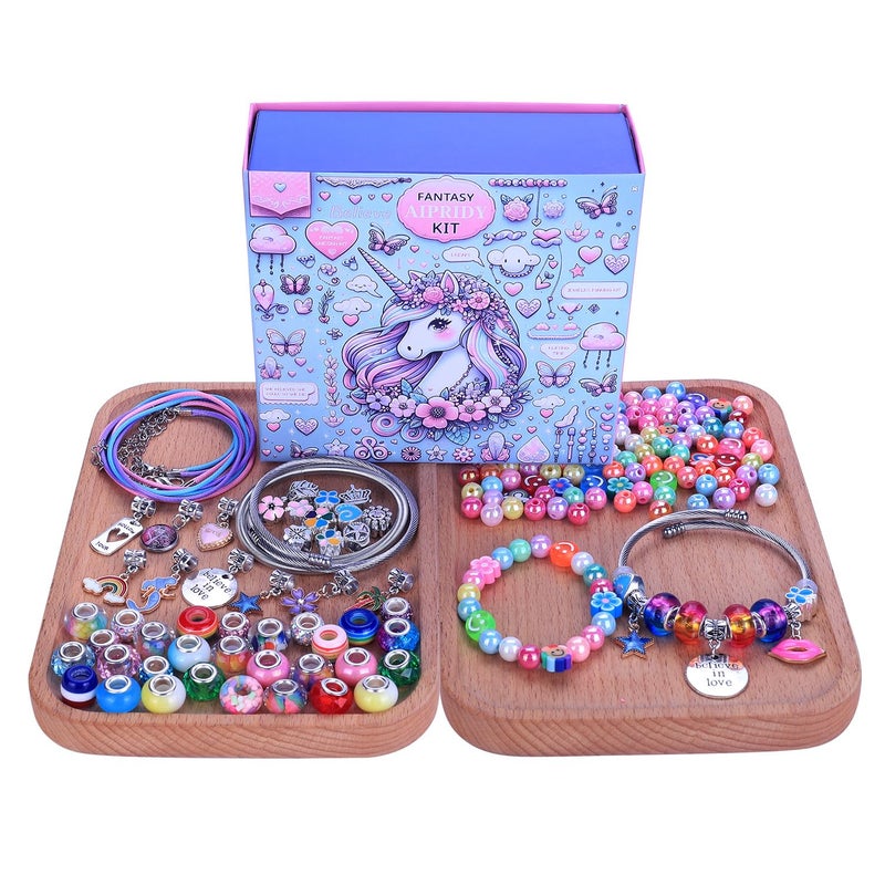 AIPRIDY 208 Pieces Charm Bracelet Making Kit,Unicorn Mermaid Crafts Gifts Set Can Inspires Imagination and Creativity,Jewelry Making Kit Perfect Gifts for Girls 5-12 Years Old (Pink+Aqua Unicorn) - Image 2
