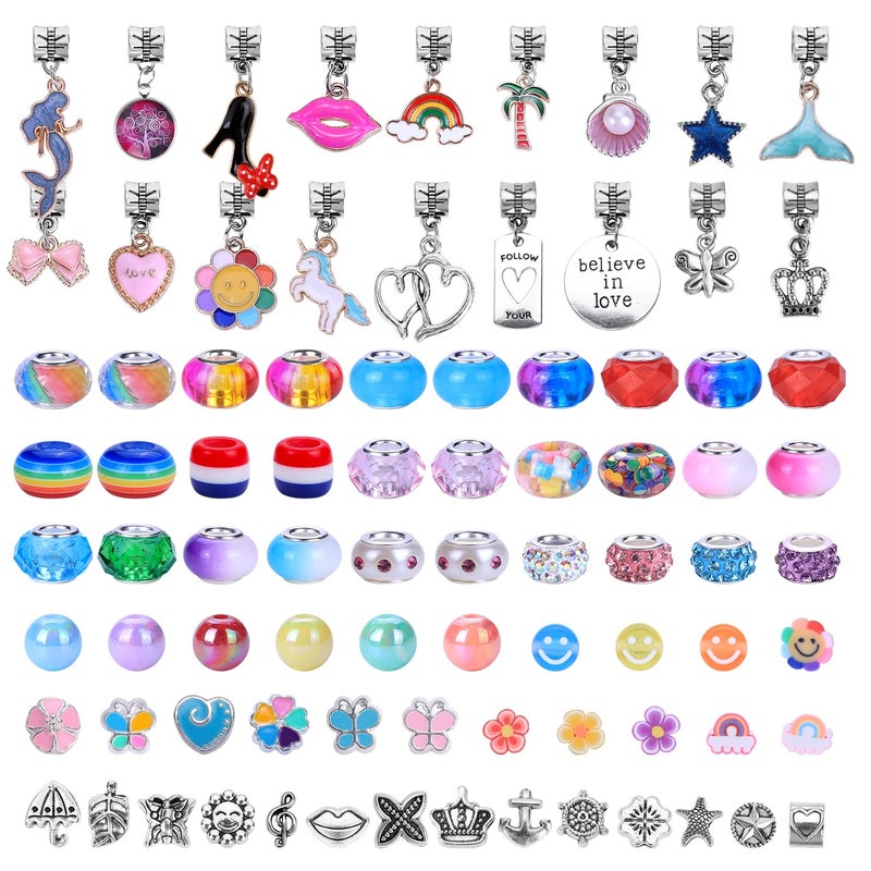 AIPRIDY 208 Pieces Charm Bracelet Making Kit,Unicorn Mermaid Crafts Gifts Set Can Inspires Imagination and Creativity,Jewelry Making Kit Perfect Gifts for Girls 5-12 Years Old (Pink+Aqua Unicorn) - Image 3