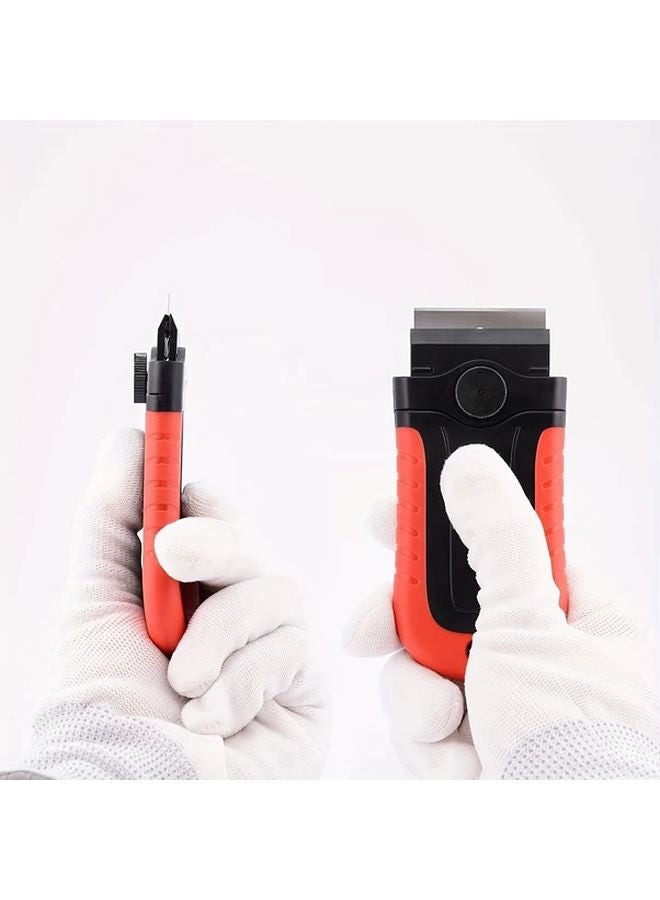 5Pcs Stainless Steel Locking Razor Blade Scraper With Safety Cap Rubber Coated - Image 3