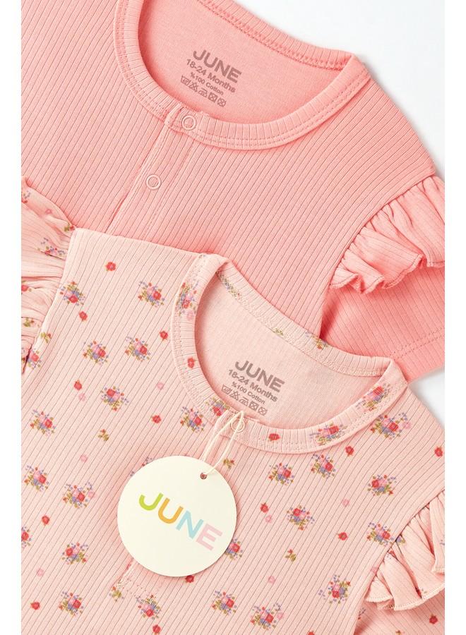 جون جمبسوت قصير بناتي قطعتين مكشكش لشهر يونيو وردي - Image 4