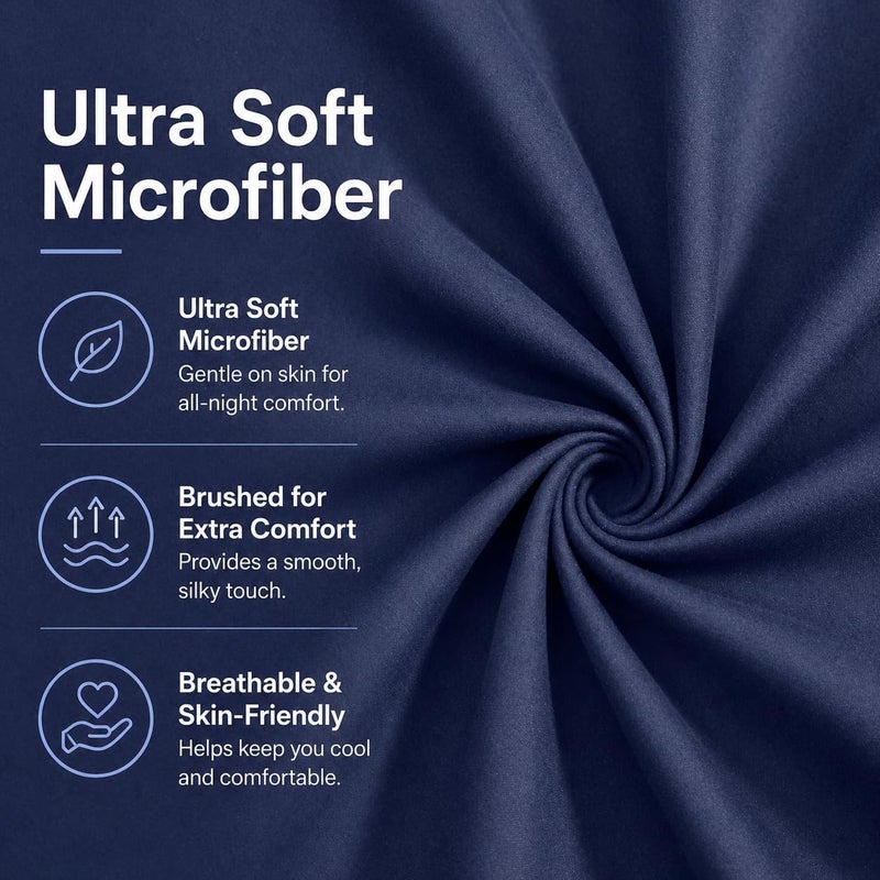 Ultra Soft Microfiber Body Pillow Cover/Pillowcases 21"x54" with Hidden Zipper Closure (Navy, Body Pillow Cover 21"x54") - Image 4