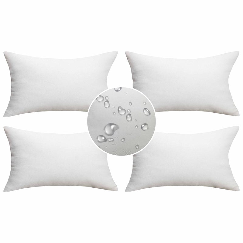 Demetex Outdoor 12x20 Pillow Covers Set of 4 Decorative Waterproof Throw Pillowcases Rectangle Cushion Covers for Chair Sofa Garden Patio 12 x 20 Inch White No Insert