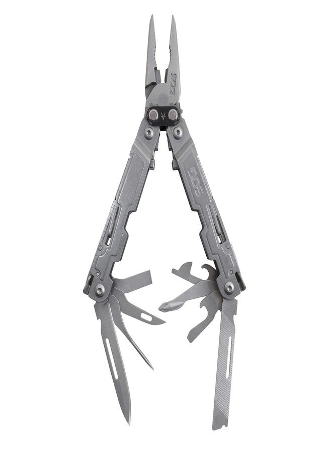 SOG PowerAccess Well-Rounded One-Handed Lightweight Daily Pocketable Stainless Steel Multi-Tool for Backcountry 18 Tools, Stone Wash - Image 1