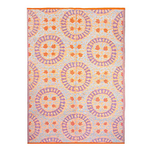 Talking Tables Boho Woven Waterproof Outdoor Rug | Plastic, Lightweight & Non Slip Mat with Double-Sided Geometric Pattern | for Garden, Patio, Decking, Bathroom, Utility, Picnic,Boho-Rug-V3 - Image 2