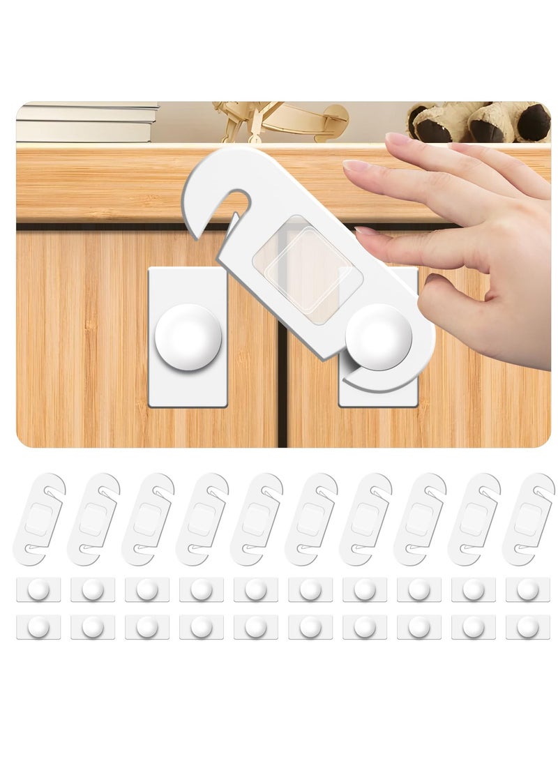 Excefore Child Cabinet Locks, 10 Pcs Child Safety Locks, Baby Proofing Baby Safety Locks for Cabinets, Drawers, Toilet, Fridge, Strong Adhesive No Drilling-Durable-Multifunctional for Furniture Kitchen - Image 1