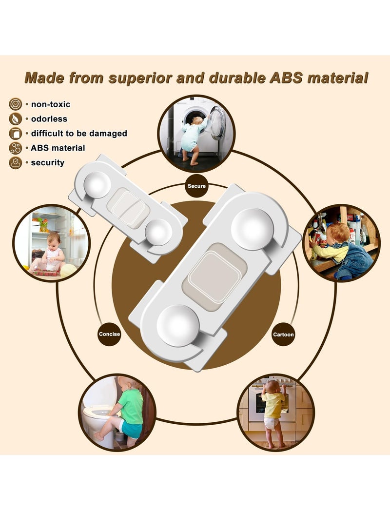 Excefore Child Cabinet Locks, 10 Pcs Child Safety Locks, Baby Proofing Baby Safety Locks for Cabinets, Drawers, Toilet, Fridge, Strong Adhesive No Drilling-Durable-Multifunctional for Furniture Kitchen - Image 4