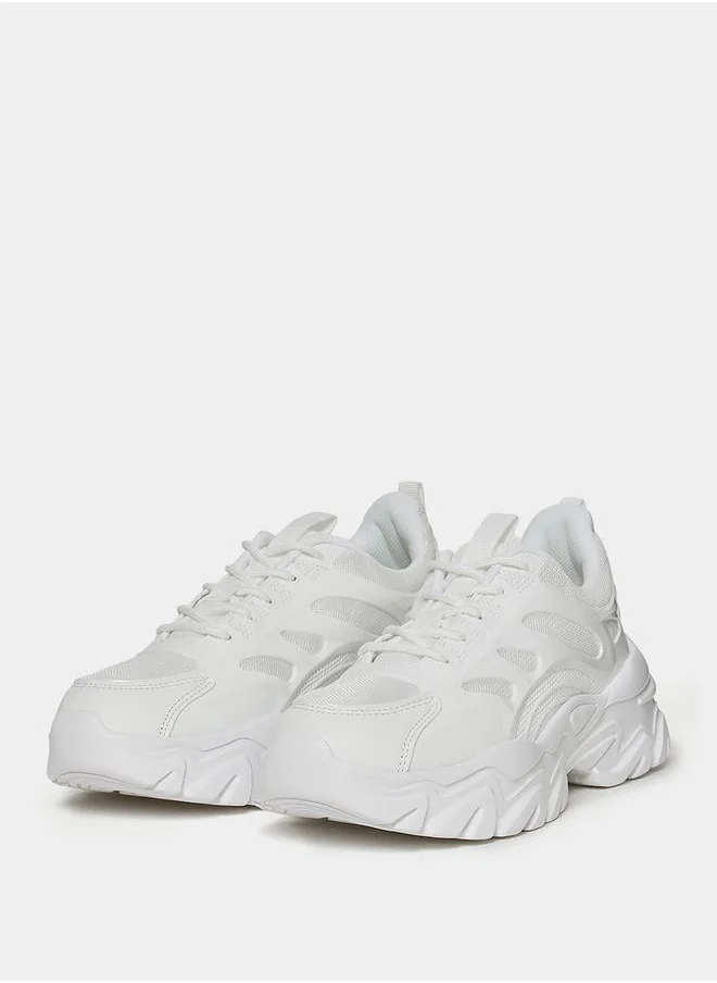 ستايلي Lace Up Chunky Sole Sneakers