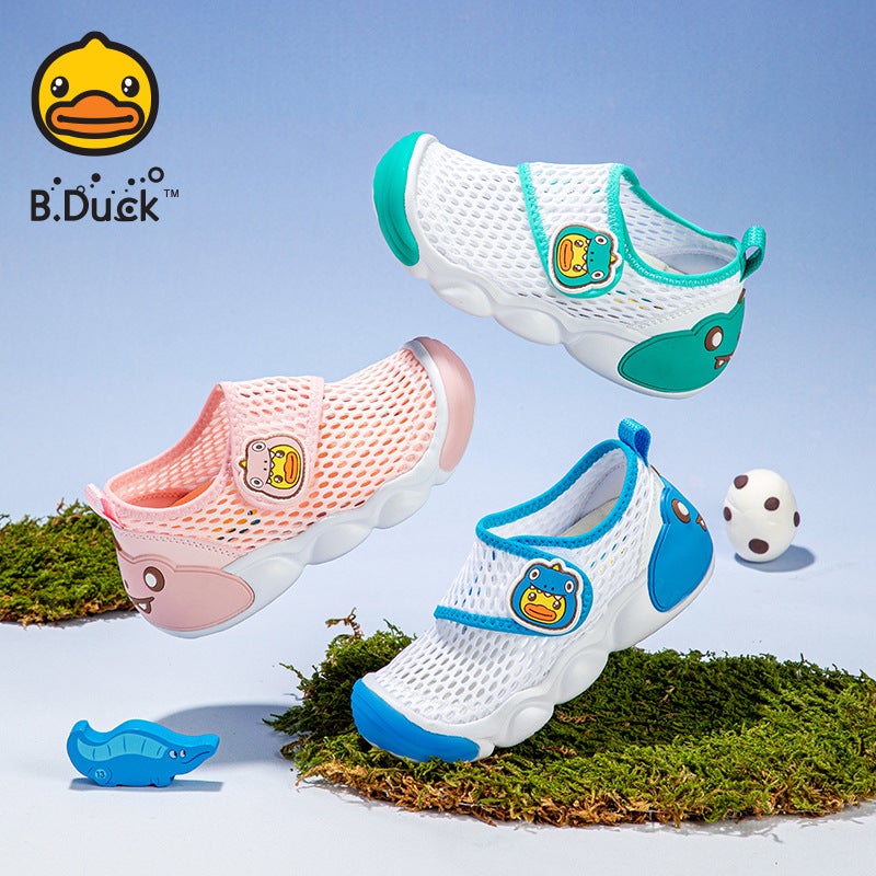 Authentic B.Duck Velcro Kidsren'S Shoes 25 Non-Slip Running Shoes Boys Mesh Breathable Girls - Image 2
