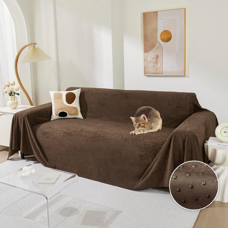 MEETSKY Couch Cover for Sectional L Shape Sofa Covers Protector Sofa Throw Cover Water Resistant Sofa Slipcovers, Thick Soft Fabric Modern Style for Living Room, 71" x 118", Dark Brown - Image 1