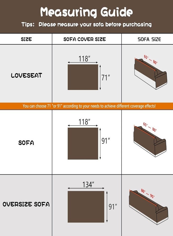 MEETSKY Couch Cover for Sectional L Shape Sofa Covers Protector Sofa Throw Cover Water Resistant Sofa Slipcovers, Thick Soft Fabric Modern Style for Living Room, 71" x 118", Dark Brown - Image 5