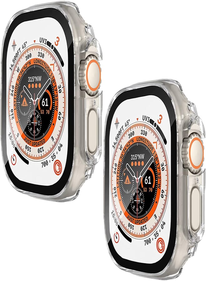 Yrzper Compatible with Apple Watch Ultra 2 49mm Screen Protector Case Hard PC All Around Scratch-Proof Screen Protector Cover Shockproof case for Apple Watch Ultra 49mm (2 Clear)