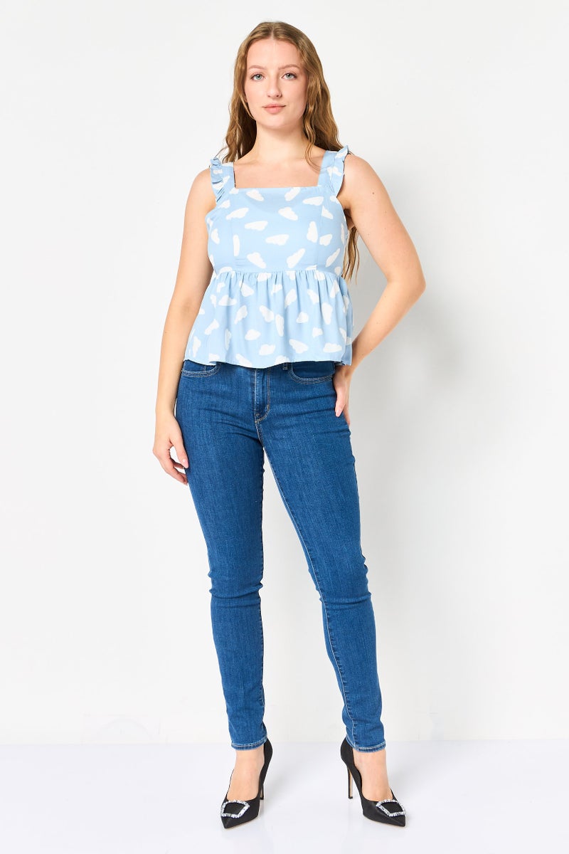 ONLY Women Square Neck Sleeveless Allover Print Top, Multicolor - Image 3