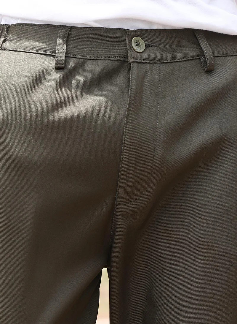 Campus Sutra  Men's Olive Green Utility Relaxed Trousers for Men | Best Price UAE