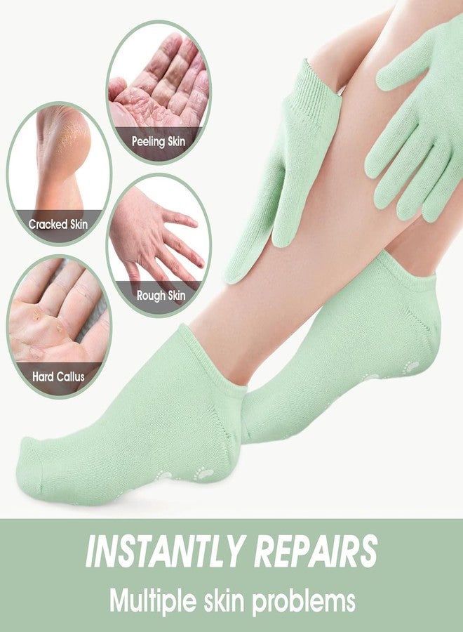 Maharsh Pink Soften Moisturising Spa Comfy Recovery Foot Hand Care Gel Socks and Gloves (Green) - Image 3