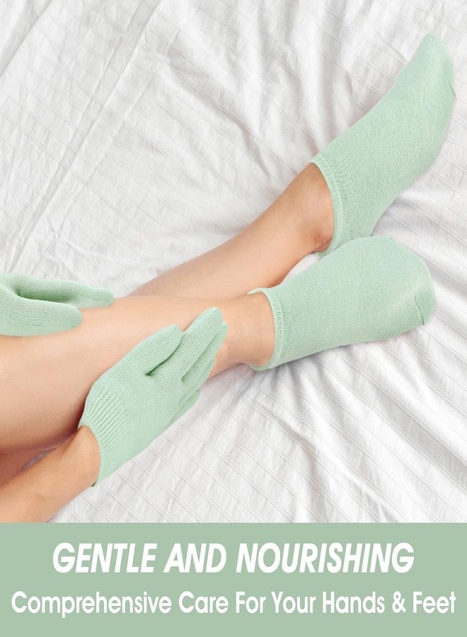 Maharsh Pink Soften Moisturising Spa Comfy Recovery Foot Hand Care Gel Socks and Gloves (Green) - Image 5