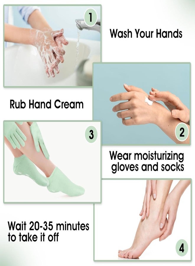 Maharsh Pink Soften Moisturising Spa Comfy Recovery Foot Hand Care Gel Socks and Gloves (Green) - Image 4