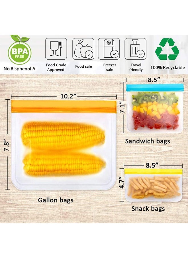20 Packs of Reusable Freezer Bags, Reusable Sandwich Bags, Reusable Silicone Food Storage Bags, Leak-Proof Sealed Containers for Lunches, Snacks, Fruits and Vegetables (8L+6M+6S Packs)