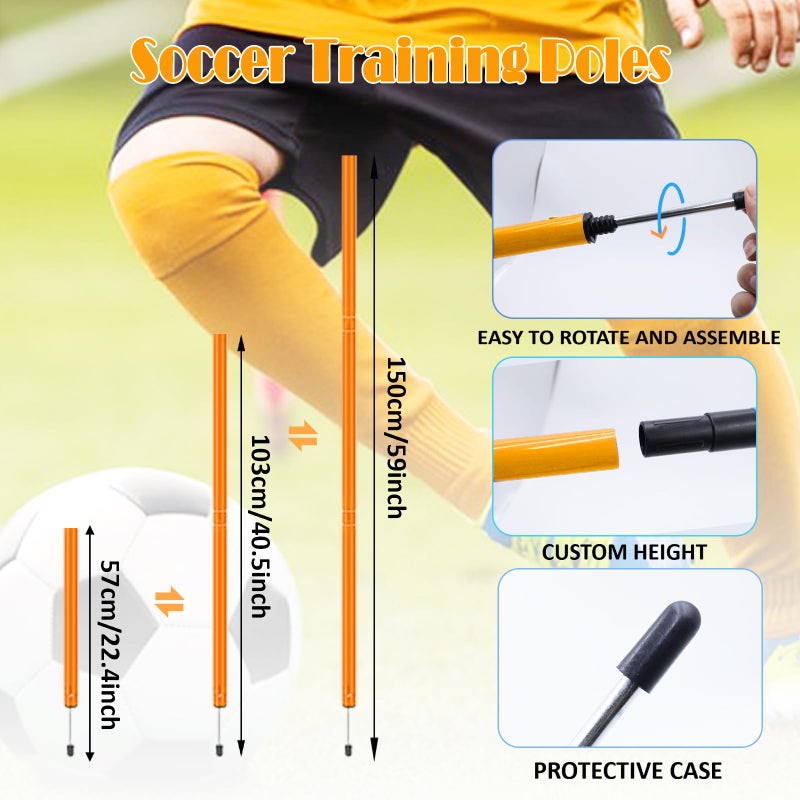 Vztipki Speed & Agility Training Equipment-20ft Agility Ladder, 6 Poles, 12 Soccer Cones, Resistance Parachute, Jump Rope, Soccer Football Basketball Sport Training Set for Kids Youth Adults - Image 3