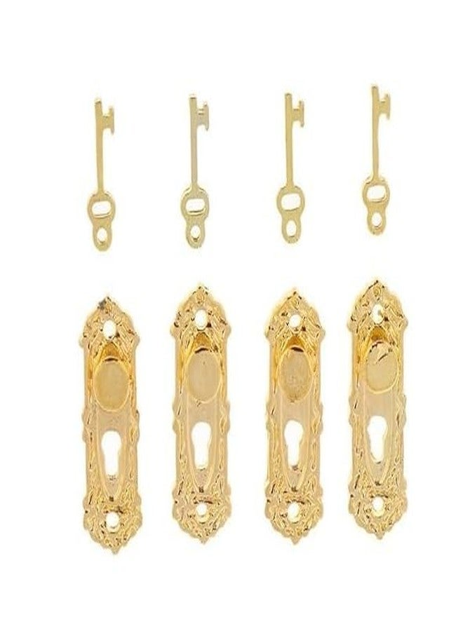 WaigN 4 Set Gold 1/12 Miniature Door Knob Lock and Key Dollhouse Decoration Accessories, Dollhouse Accessories, Dollhouse Decor - Image 1
