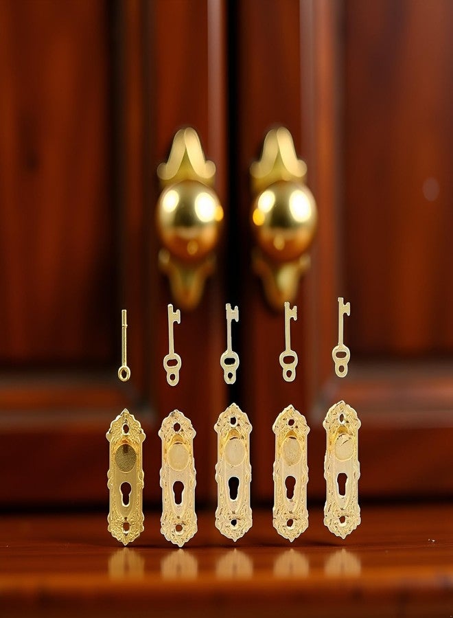 WaigN 4 Set Gold 1/12 Miniature Door Knob Lock and Key Dollhouse Decoration Accessories, Dollhouse Accessories, Dollhouse Decor - Image 4