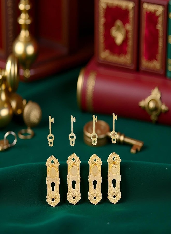 WaigN 4 Set Gold 1/12 Miniature Door Knob Lock and Key Dollhouse Decoration Accessories, Dollhouse Accessories, Dollhouse Decor - Image 2
