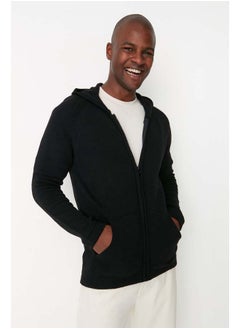 trendyol Black Slim Fit Hooded Cardigan Cardigan TMNAW22HI1249  - Image 1