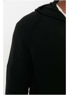 trendyol Black Slim Fit Hooded Cardigan Cardigan TMNAW22HI1249  - Image 2