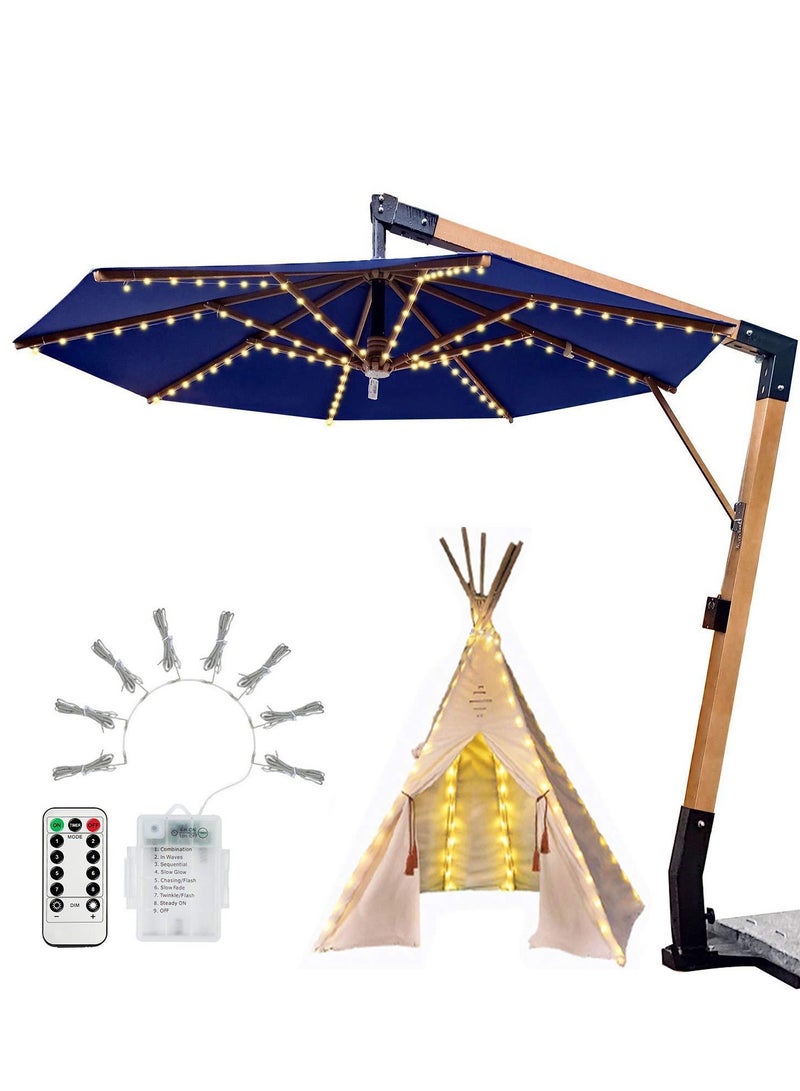 Patio Umbrella Lights Solar Powered Outdoor 8 Modes Light Waterproof Pole for Camping Tents - Image 2