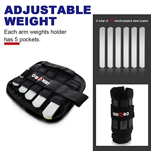 LEKÄRO Wrist Arm Weights, Adjustable Wrist Weights, Removable Wrist Ankle Weights for Men Women, for Fitness, Walking, Jogging, Workout, Running, 1Pair 2 Pack (Adjustable Wrist Arm Weights 2.2 LBS) - Image 2