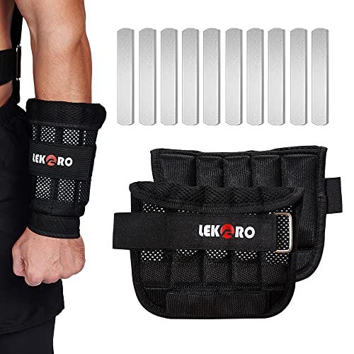 LEKÄRO Wrist Arm Weights, Adjustable Wrist Weights, Removable Wrist Ankle Weights for Men Women, for Fitness, Walking, Jogging, Workout, Running, 1Pair 2 Pack (Adjustable Wrist Arm Weights 2.2 LBS) - Image 1