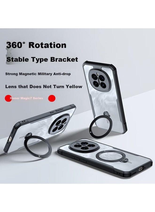 Xundd 360° Rotating Stand Case For Honor Magic7, Airbag Shockproof Magnetic Absorption Stand, Lens Full Coverage Silicone Ultra-Thin Transparent High-End Protective Case For Men And Women - Image 1