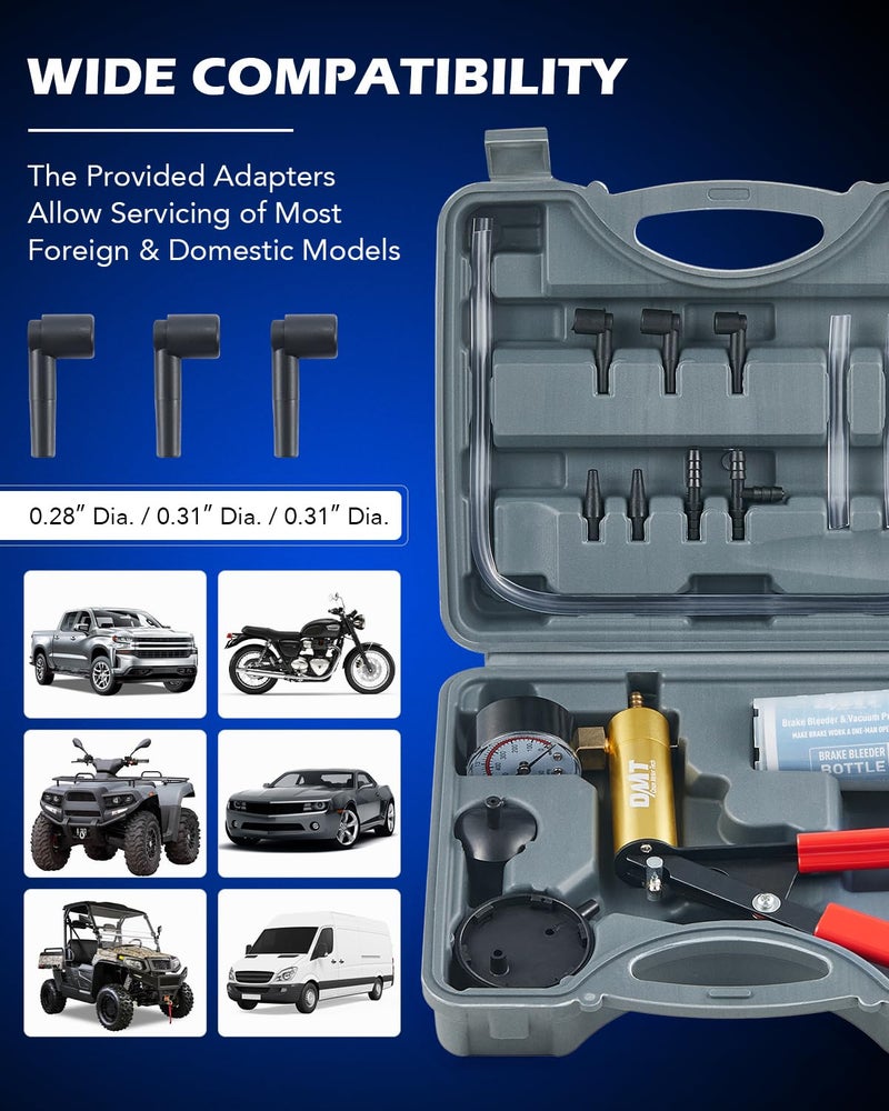 Orion Motor Tech Brake Bleeder Kit with Hand Vacuum Pump and Adapters, Brake Bleeding Kit for Brake Fluid Power Steering Fluid More, Vacuum Brake Bleeder Pump with Pressure Gauge - Image 5