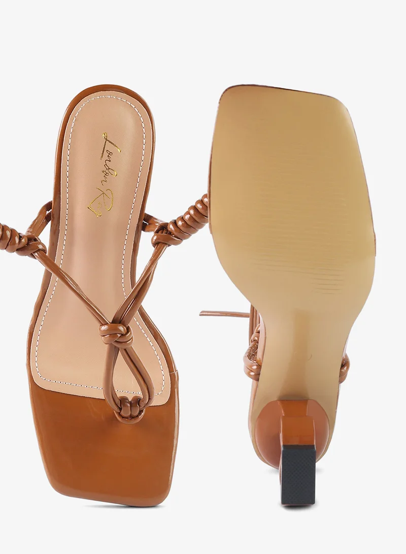 London Rag Mocca Mocca Lace Up Thong Chain Heel Sandal for Women | Best Price UAE