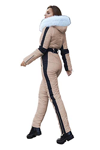 Yousify Womens Winter Onesie Ski Jumpsuits Outdoor Sports Waterproof Snowsuit Removable Faux Fur Collar Coat Jumpsuit - Image 3