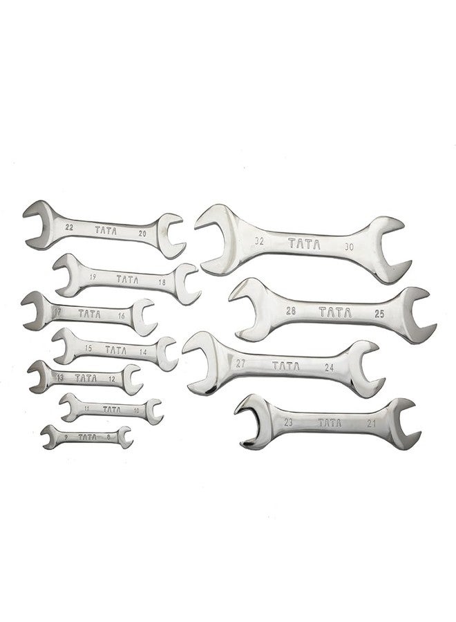 AGRICO TATA D.O.E. Spanner Set (12 Pcs) | Open Jaw Spanner Set/Wrench Set/Tool Kit Multipurpose Home Use and Professional Spanners Corrosion Resistant Chrome Plating DOE Jaw Spanners | Chrome Finish - Image 1
