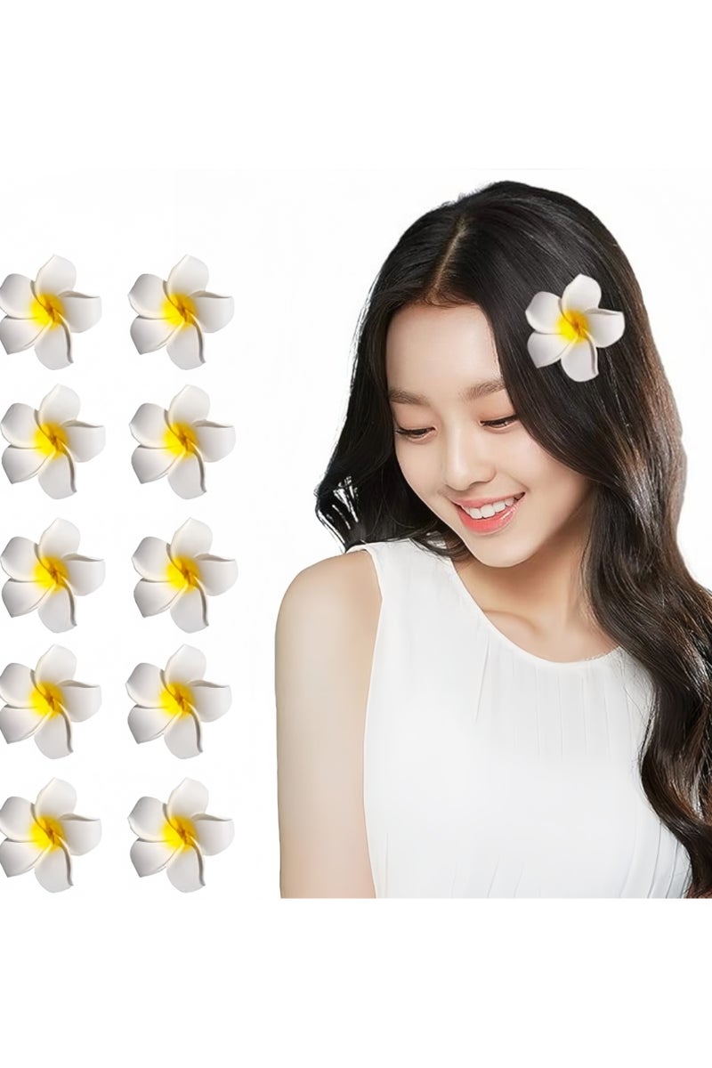 بي جي إم 10 pcs أبيض + أصفر رعشة الاصطناعية روبرا زهرة المشبك مشبك الشعر الرغوة هاواي فينيكس باني باني مقطع زفاف الحياة اليومية لحفل الملابس الزخرفة - Image 1