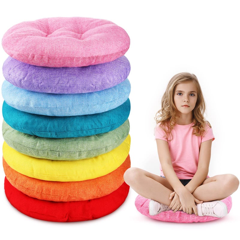 Fumete Fumete 8 Pcs 16 Inch Round Floor Cushions for Kids and Toddlers Flexible Seating Classroom Furniture Floor Pillow for Home Daycare Preschool Yoga and Meditation Lovely