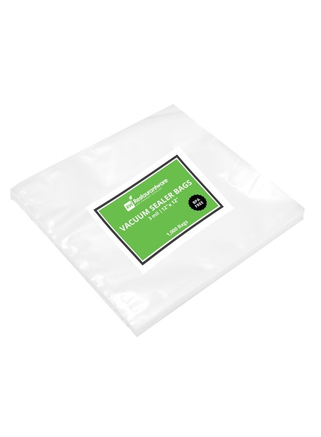 Restaurantware Fresh Hero 12 x 12 Inch Vacuum Sealer Bags, 1000 Food Storage Bags - 3 mil Thick, Microwavable, Clear Plastic Sous Vide Bags, Freezable, For Storing Food Or Sous Vide Cooking  - Image 1