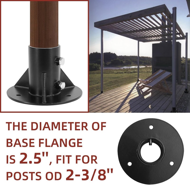 Cskunxia 1PC Round Posts Base Bracket Chain Link Fence Flange Post Holder Heavy Solid Pole Floor Flange for Holding Fence Mailbox Pergola Railing Deck Round Posts (OD 2-3/8'') with Screws - Image 4